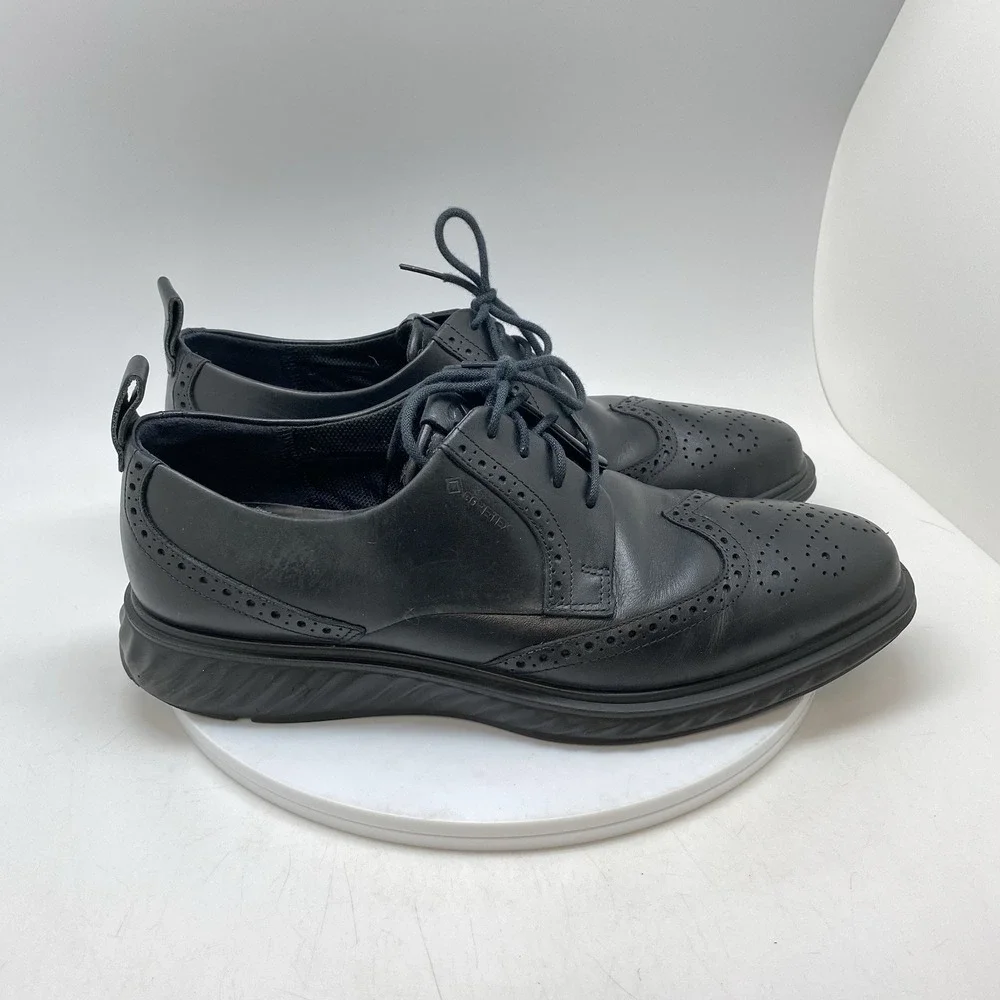 Ecco Sneakers ST1 Hybrid Wingtip Mens 11-11.5 GTX‎ Black Leather Oxford Shoes